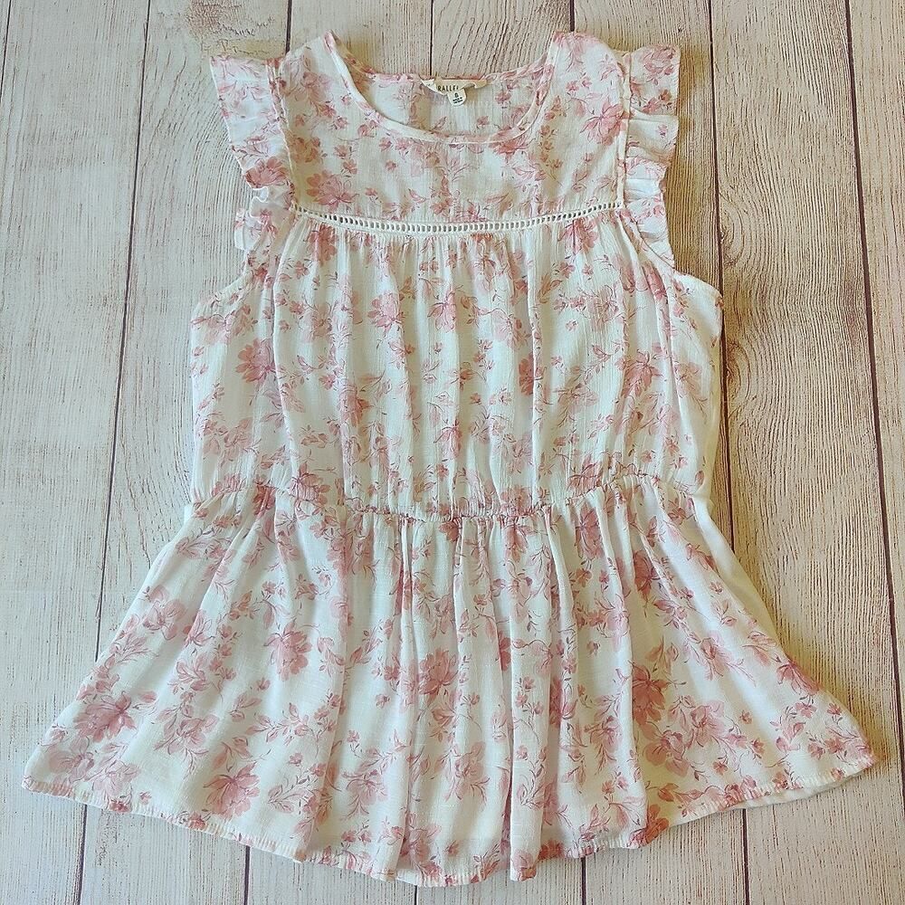 Parallel Skies floral ruffle sleeveless top sz S